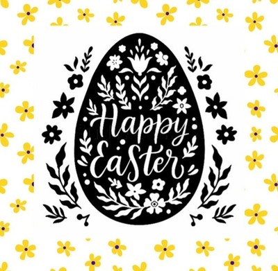 HAPPY EASTER EGG, FLORAL, SILHOUETTE VINYL AUFKLEBER, KORB, OSTERHASE 8''