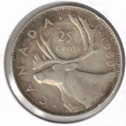 1950 Canada KGVI & Caribou Silver Circulated 25C Quarter Coin! #1