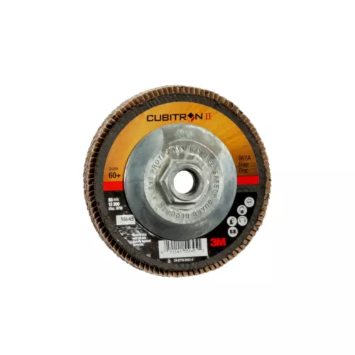 3M Cubitron II Flap Disc 967A, T29 Quick Change, 4-1/2 in x 5/8-11 (Case of 10)