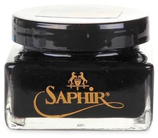 SAPHIR Pommadier BLACK 01 Creme Shoe Boot Polish Square Glass Jar Medaille d'Or