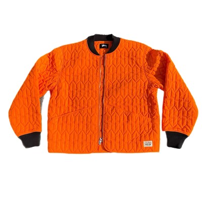 STUSSY Orange Quilted Liner Nylon Jacket Size XL | eBay