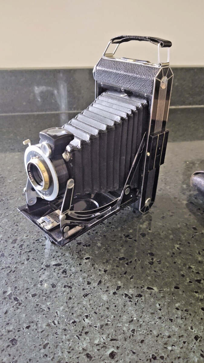 Appareil Photo à Soufflet Kodak Dakar No.1 Vintage - F:6.3 128mm, Avec Sacoche Cuir