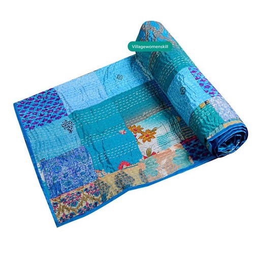 Trapunte letto matrimoniale boho vintage fatte a mano patchwork indiano bohemien Kantha - Foto 56 di 60