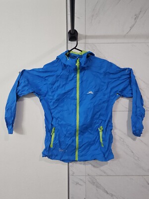 Trespass Qikpac TP-75 Waterproof Packaway Hooded Rain Jacket Men's XS Green Blue
