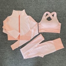 Three Piece Gym/yoga Set - Perfect Peach - Size Small