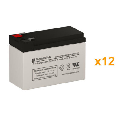 Liebert GXT2-60 UPS Replacement Battery Set of 12 - 12V 7.5Ah (T2)
