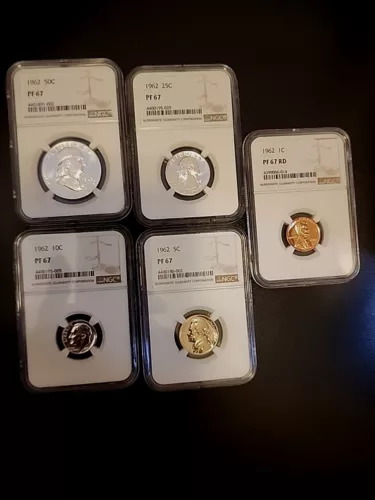Lot Of FIVE NGC PF 67 1962 Coins 50c,25c,10c,5c,1c