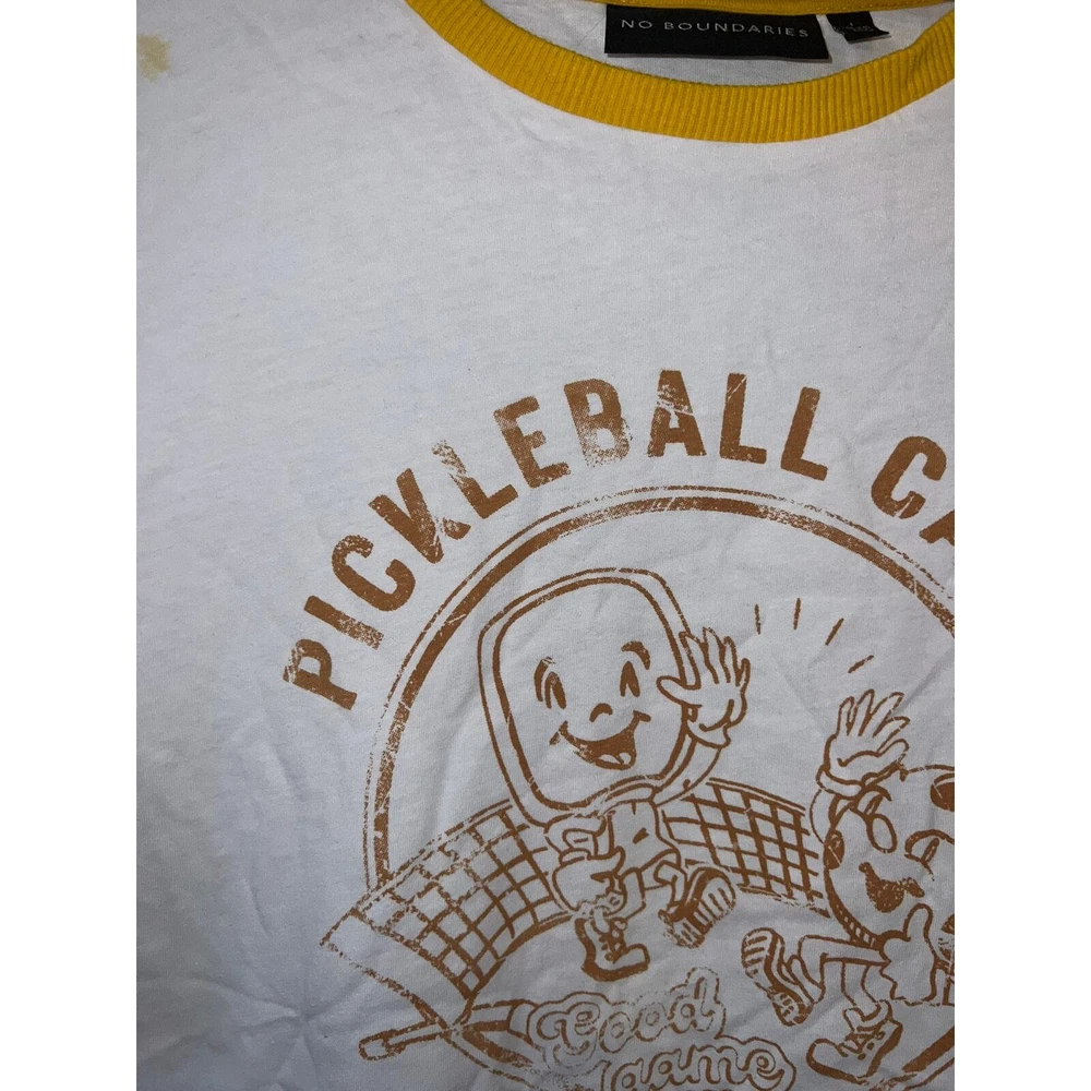 Pickleball Camp Serving Up Fun No Boundaries White Ringer Shirt L Large Pickleball Camp Serving Up Fun No Boundaries White Ringer Shirt L Large