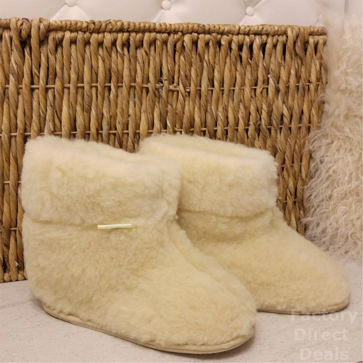 Ladies sheepskin slipper boots hard shop sole