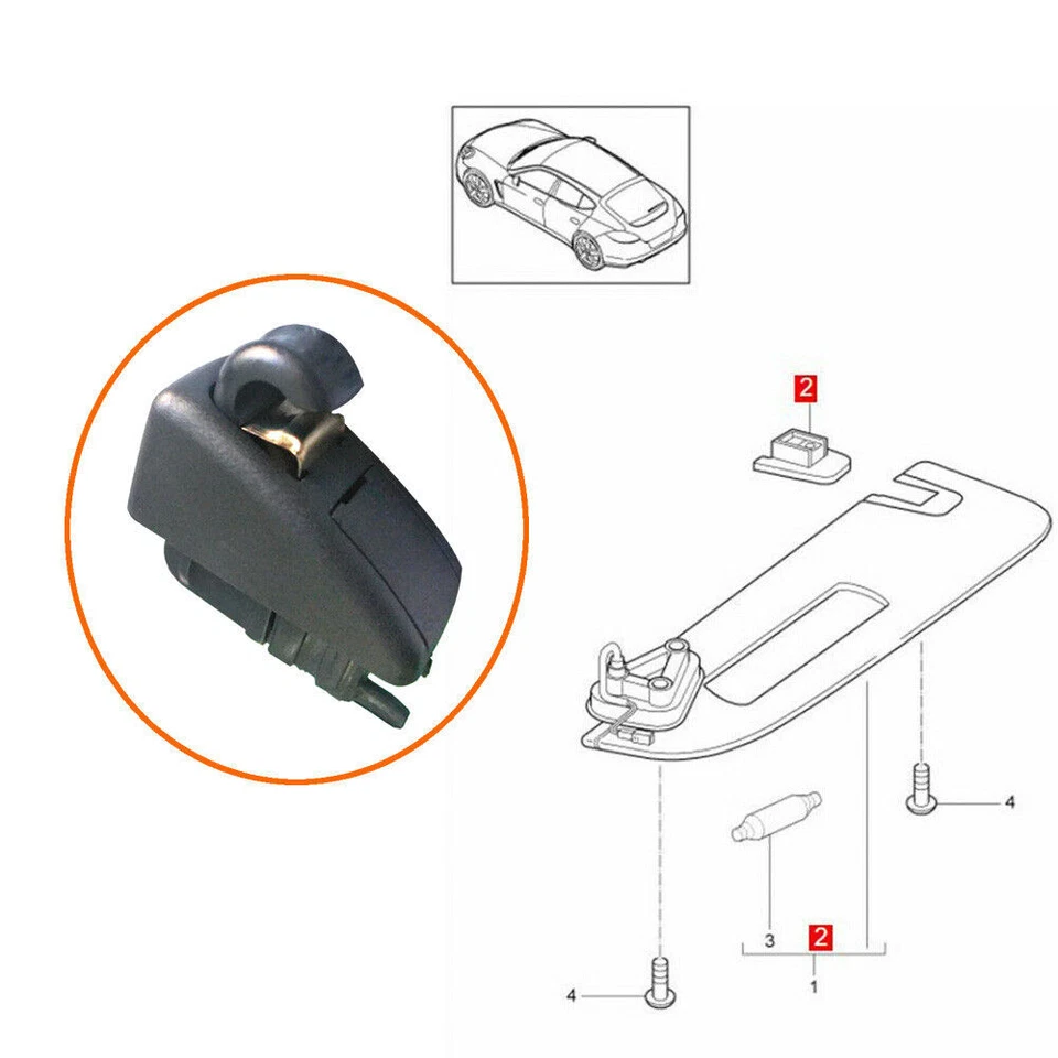 Parasol negro gris clip gancho retenedor para Porsche Panamera 2010-2016 Foto 3 de 4