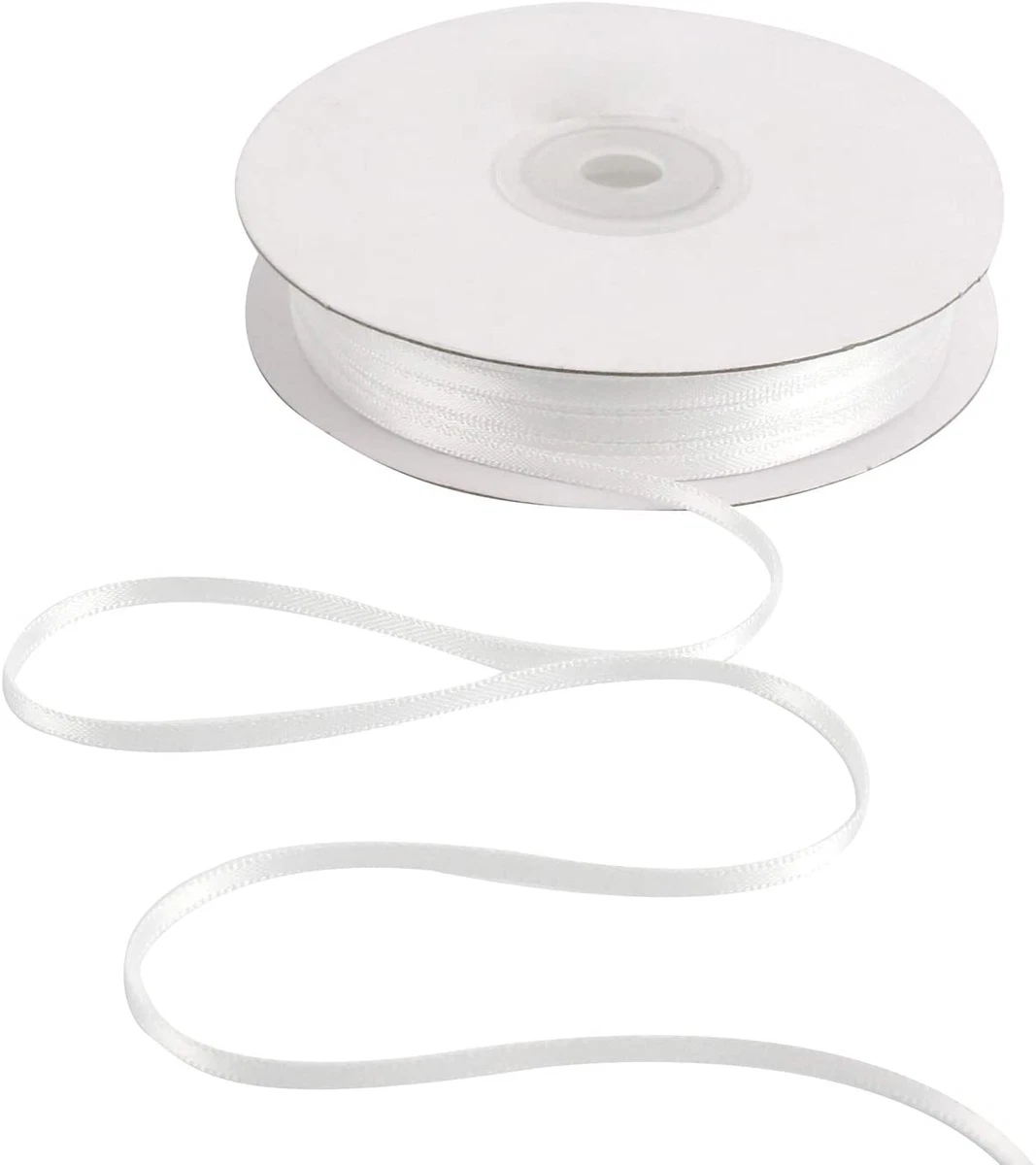 Solid Color Satin Ribbon 1/8 Inch X 100 Yards Roll Ribbon for Crafts  (White)