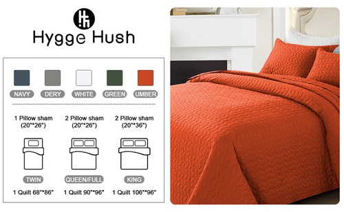Hygge Hush Comforter Set 3 PCS Quilts with Shams All Season Reversible Comforter - Picture 45 of 56