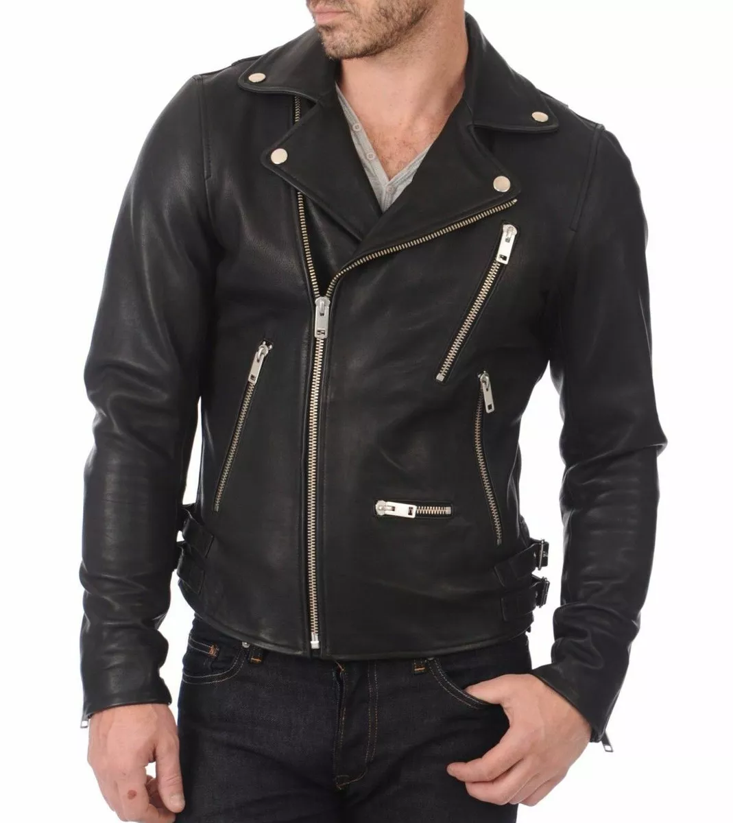 Men Designer Jacket Lambskin Leather Bollywood Style Shah Rukh