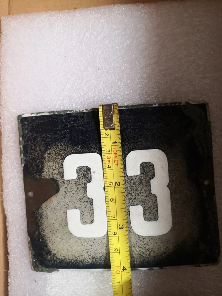 Letrero Esmaltado De Colección Número 33 Porcelana Azul Casa Puerta Calle Placa Metal Estaño Foto 3 de 4