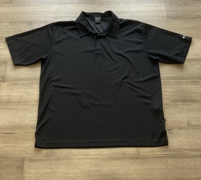 2000s Nike Polo Dri-Fit Black Basketweave Style Mens XL Golf 