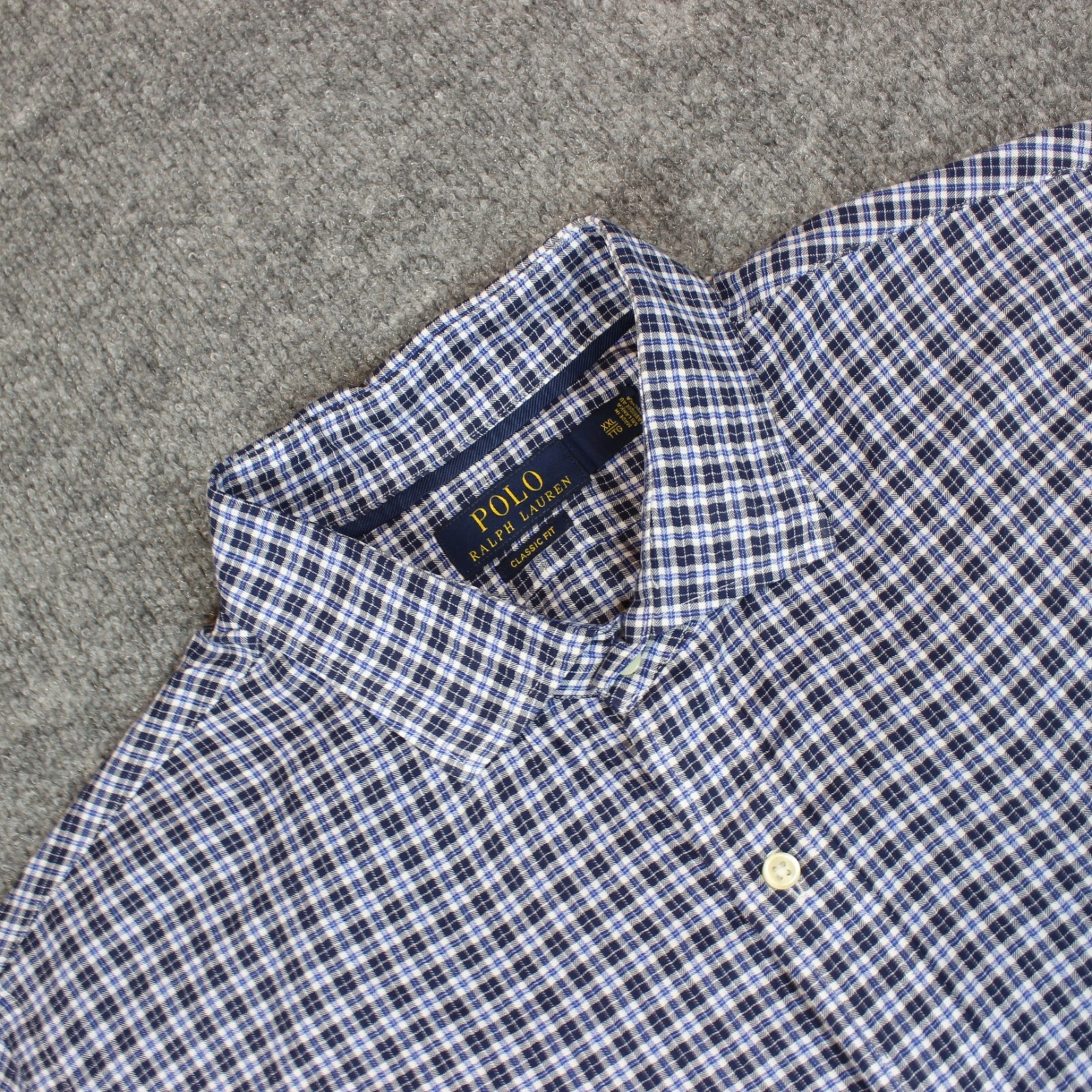 Polo Ralph Lauren Button Up Shirt Men's 2XL Blue Plaid Classic Fit Lightweight