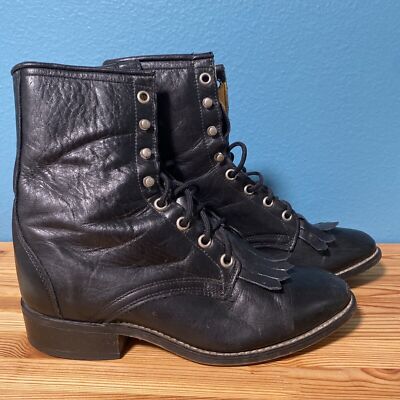 Laredo Roper Lace Up Kiltie Womens Western Black Leather