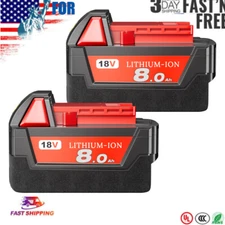 2PCS FOR Milwaukee 8.0 AH 48-11-1812 HD M18 Battery High Output 18V 18 Volt XC