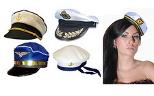 Unisex Mens Womens Captain Sailor Pilot Peaked Hat Adult Fancy Dress Accessory