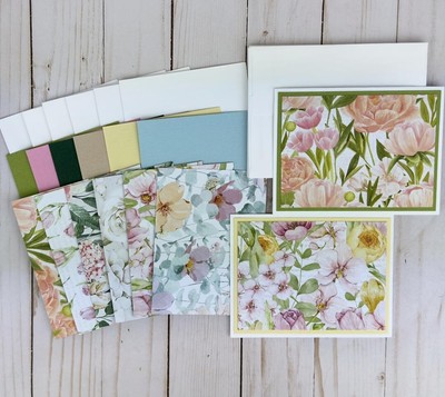 Basic Floral Card Kit to Make 6 Greeting Cards, Flower Card Making Kit for Women