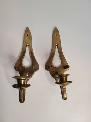 Pair Of Brass Candle Wall Sconces Made In India 10 Tall Ebay
