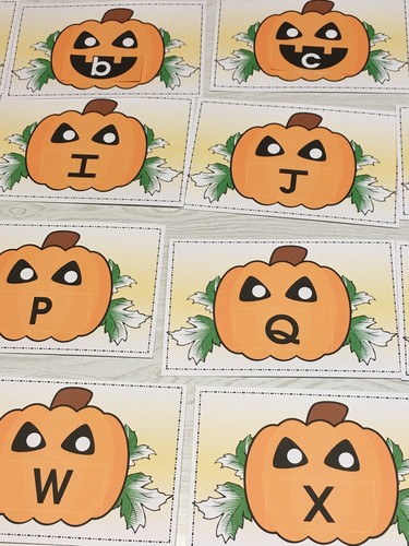 Jack O Lantern - Uppercase Lower case Match Pumpkins - Laminated Activity Set - Picture 10 of 12