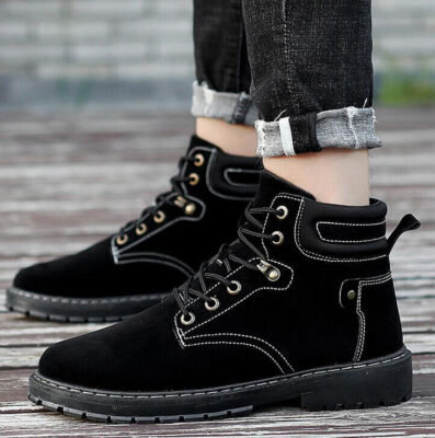 2020 Men Outdoor Work Ankle Boots Leather Casual High Top