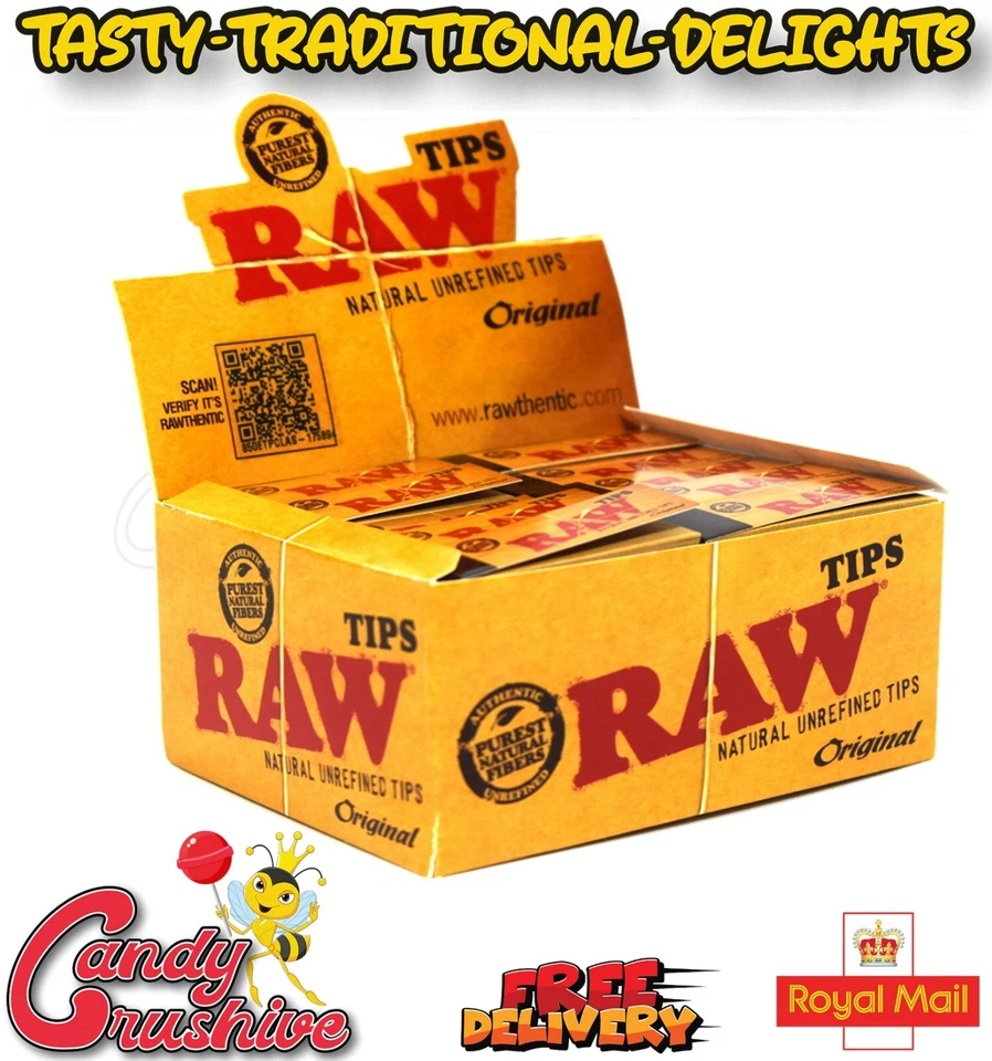 50 RAW Original Rolling Tips Roach Full Box