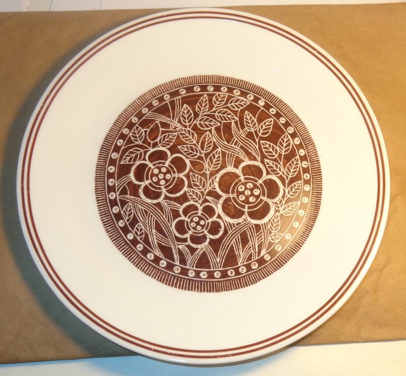 HTF VTG Lot of 1 Corelle BATIK Brown or Burgundy DINNER Plate 10-1/4" wide
