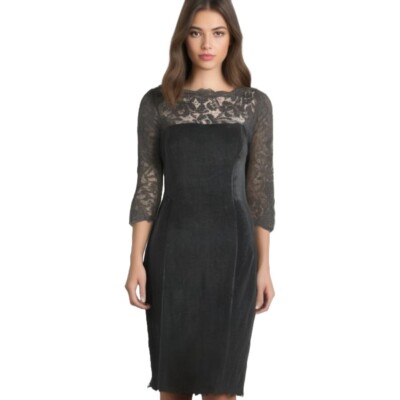 knee length dresses for ladies Velvet Lace Midi Dress main image 1