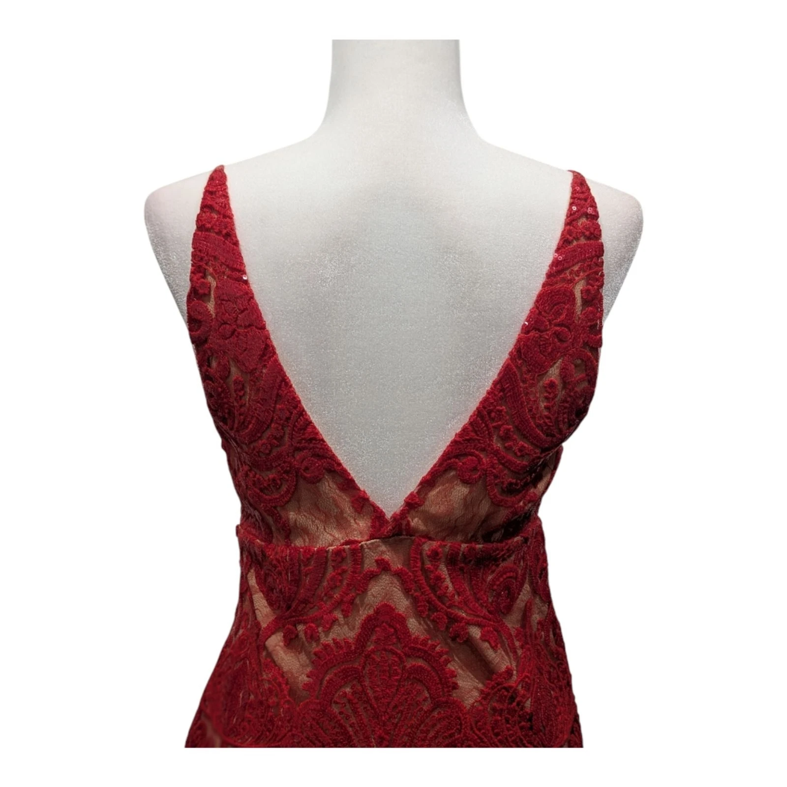 Nuovo! Free People Night Shimmers Mini Abito Babydoll San Valentino in Pizzo Trasparente Rosso 4