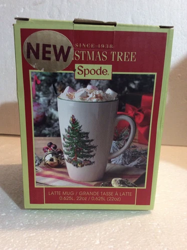 SPODE:  "CHRISTMAS TREE"  22 OZ LATTE MUG IN ORIGINAL BOX