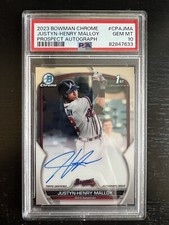 PSA 10 Justyn-Henry Malloy 2023 Bowman 1st Chrome Base Auto Gem Mint
