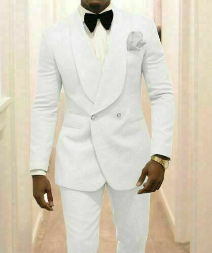 White Men Suits Shawl Lapel Double 