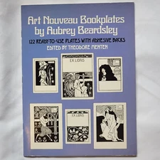 Art Nouveau Bookplates by Aubrey Beardsley, Vintage 1976, Trade Paperback 