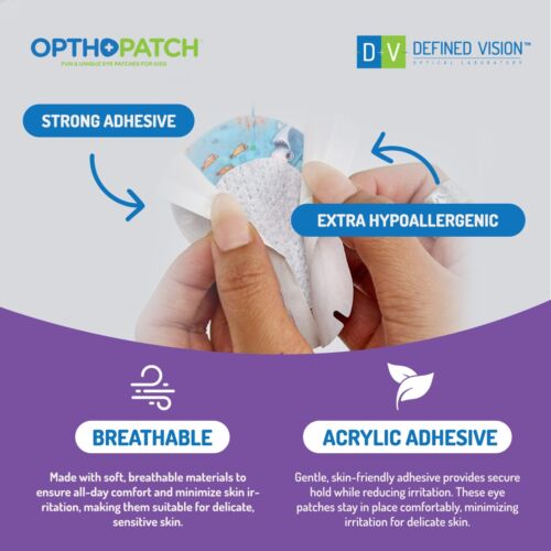 Parche adhesivo acrílico extra hipoalergénico Opthopatch para ojos para niños (paquete de 70) - Imagen 3 de 6