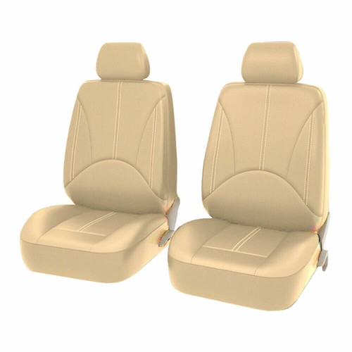 Juego completo de funda protectora de cojín de asiento de coche de cuero PU beige - Imagen 4 de 5