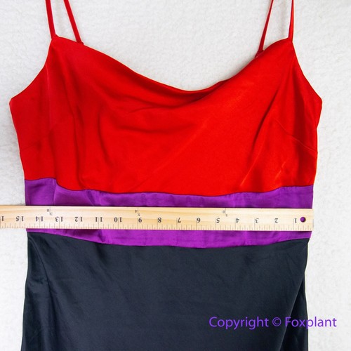 New! EXPRESS Women’s Satin Color Block Tier Cowl Neck Midi Slip Dress, size M - Picture 10 of 20