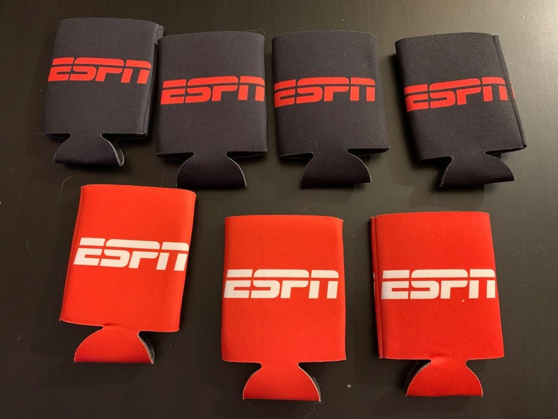Only 3 left! Three (3) ESPN Beverage Coozies Black & Red Bottle Insulators