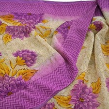 Indian Vintage Sari Pure Georgette Silk Printed Sarees Craft Fabric Sewing 5yd