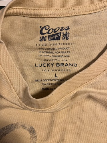 Men’s Coors Golden Banquet Beer Lucky Brand T-Shirt LARGE Graphic Light Colorado - Picture 3 of 6
