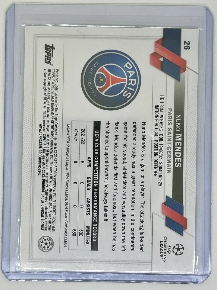 Nuno Mendes 2022 Jade Edition UEFA Club Competitions Future Stars #26 - Image 2 of 2