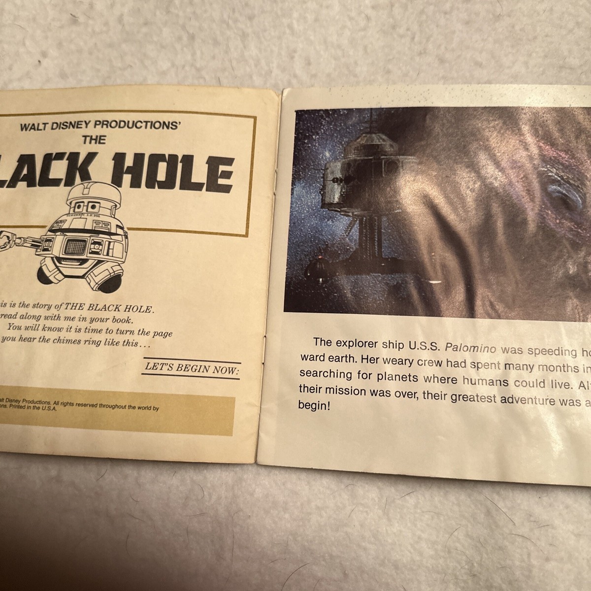 1979 The Black Hole 24 page read along book and record Walt