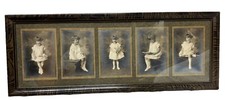 Antique Montage of Photos Of Beautiful Little Girl In Antique Wooden Frame