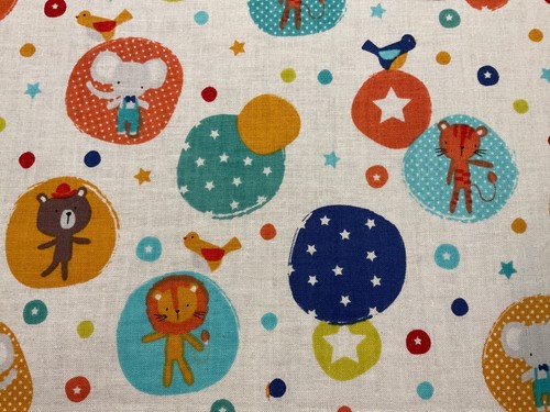 Kids Whimsical Animal fabric stars polka dots elephant tiger lion bear OOP - Picture 4 of 5