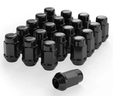 20PCS 1.4inch Black 1/2-20 Closed End Bulge Acorn Lug Nuts 19mm Hex Lug Nut