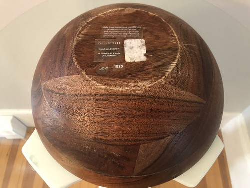 Pottery Barn Handcrafted Wood Salad Serving Bowl 11" Wide 4.5" Deep - Picture 3 of 5