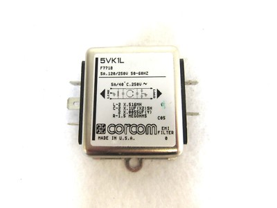 Corcom 5VK1L F7718 K Series 5A 120/250V 50-60Hz Power Line EMI Filter 75-5