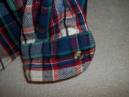 Vtg FIVE BROTHER MADE IN USA PLAID RED WHITE BLUE 2 POCKET FLANNEL SHIRT Size L - Picture 5 of 7