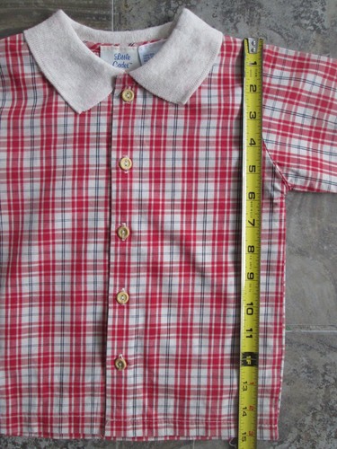 Vintage Little Cadet Shirt Toddler 3T Collared Red White Plaid Cotton Button - Picture 4 of 5